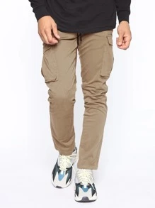 Manfinity Men Flap Pocket Cargo Trousers - Khaki - View 1