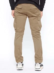Manfinity Men Flap Pocket Cargo Trousers - Khaki - View 2