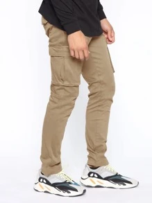 Manfinity Men Flap Pocket Cargo Trousers - Khaki - View 3