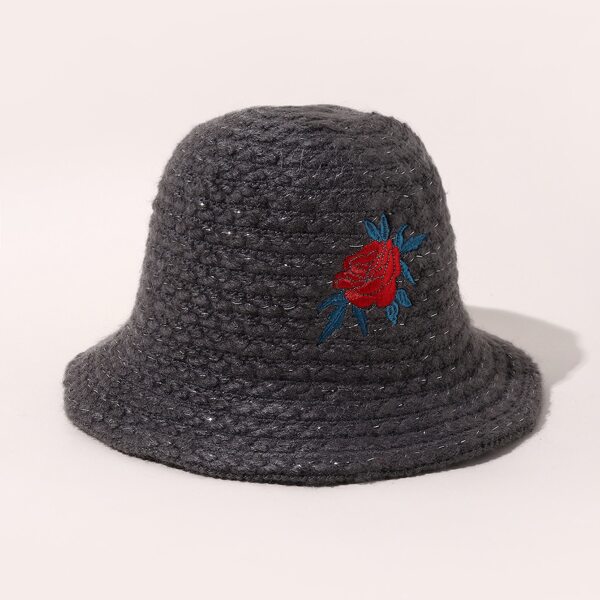 

Rose Embroidered Hat, Grey