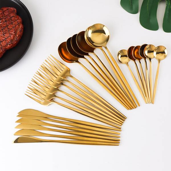 

24 pcs Stainless Steel Cutlery Set, Gold