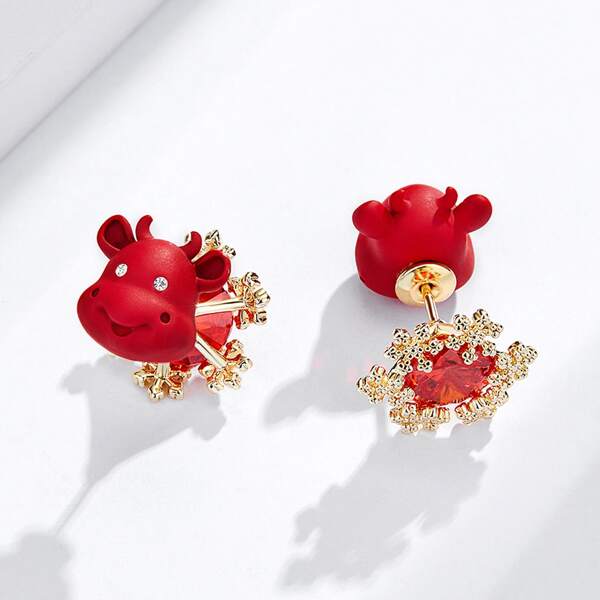 

Christmas Snowflake & Bull Decor Earring Jackets, Red