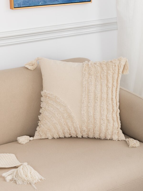 Tassel Trim Cushion Cover Without Filler SHEIN USA