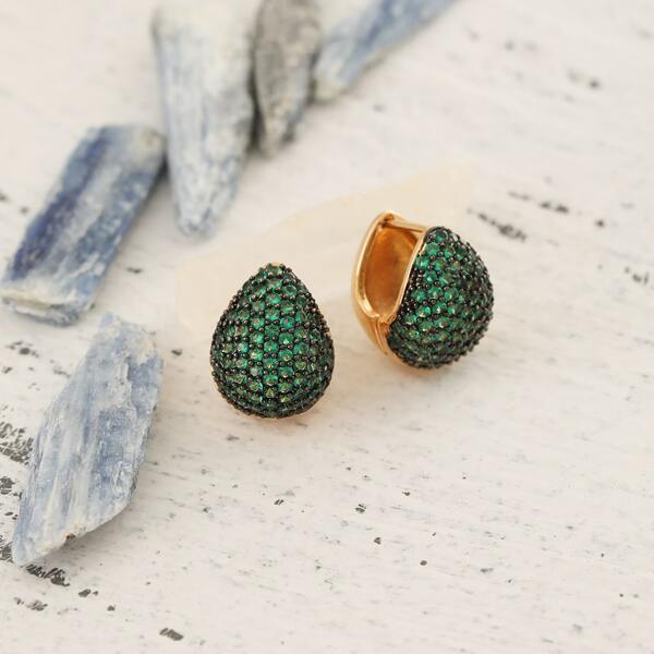 

Zircon Water Drop Decor Earrings, Olive green