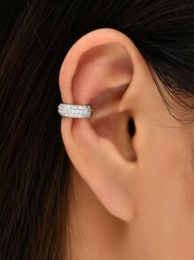 Cubic Zirconia Ear Cuff - Silver - View 1