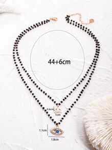 眼睛墜飾水晶串珠項鏈 - 玫瑰金 - 查看 3