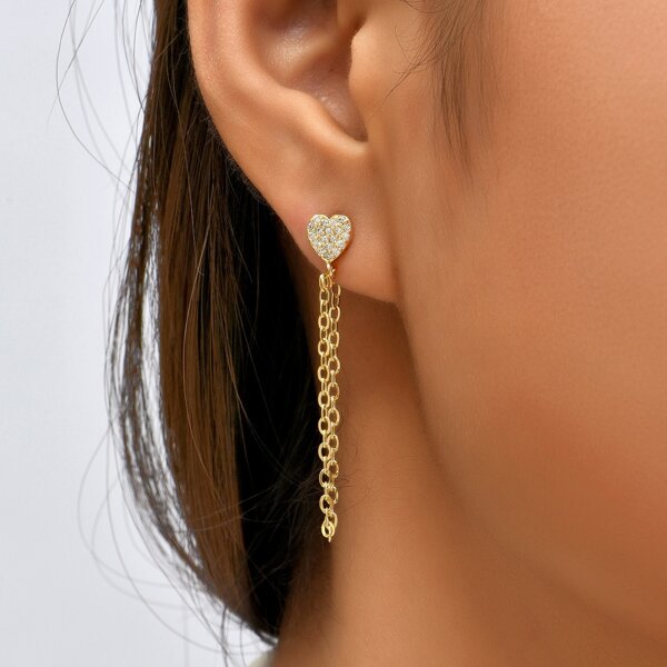 

Zircon Heart Decor Earrings, Multicolor