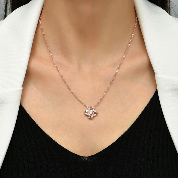 

Zircon Charm Necklace, Rose gold