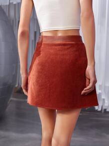 SHEIN Unity High Waist Wrap Skirt - Burnt Orange - View 2
