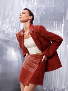 SHEIN Unity High Waist Wrap Skirt - Burnt Orange - View 3