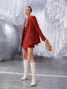 SHEIN Unity High Waist Wrap Skirt - Burnt Orange - View 6