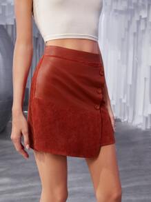 SHEIN Unity High Waist Wrap Skirt - Burnt Orange - View 7