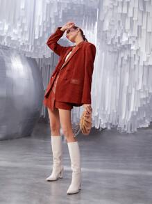 SHEIN Unity High Waist Wrap Skirt - Burnt Orange - View 9