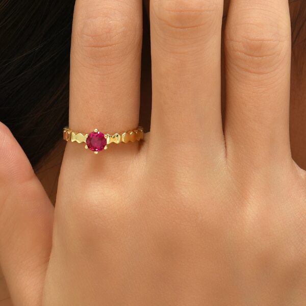 

18K Gold Plated Zircon Decor Cuff Ring, Hot pink