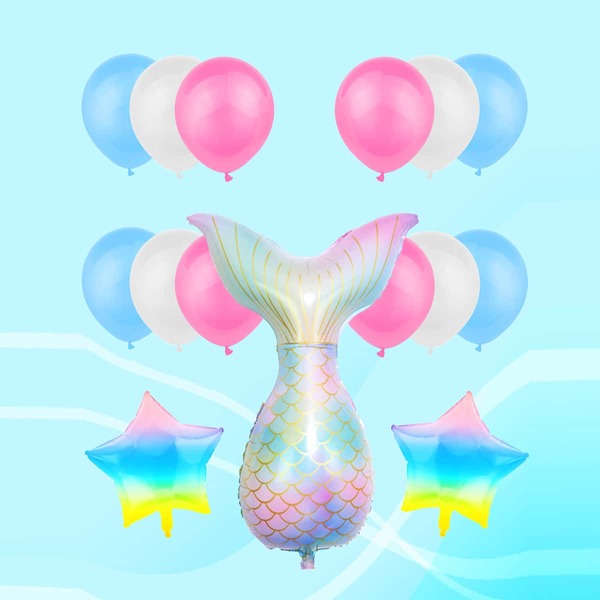 

15pcs Mermaid Tail Balloon Set, Multicolor