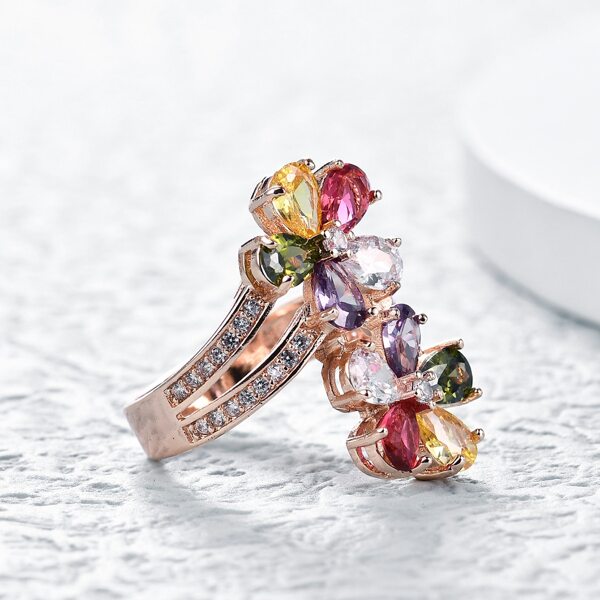 

Zircon Flower Decor Ring, Multicolor