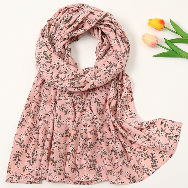 

Floral Print Scarf, Dusty pink