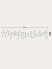1 件字母图形拉旗，金属银色生日纸质横幅，适合生日派对