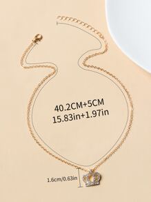 Vòng cổ quyến rũ Vương miện Rhinestone - Vàng - Xem 3