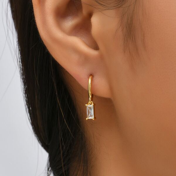 

Zircon Charm Earrings, White
