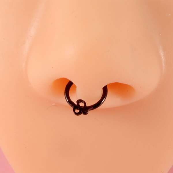 

Snake Decor Nose Ring, Black