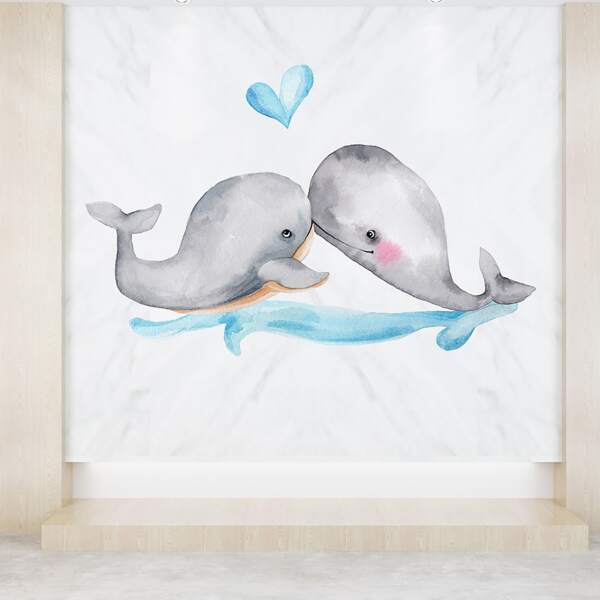 

Whale Pattern Wall Sticker, Multicolor