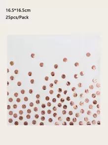 25pcs Disposable Napkins With Rose Gold Polka Dots,Christmas - Multicolor - View 3