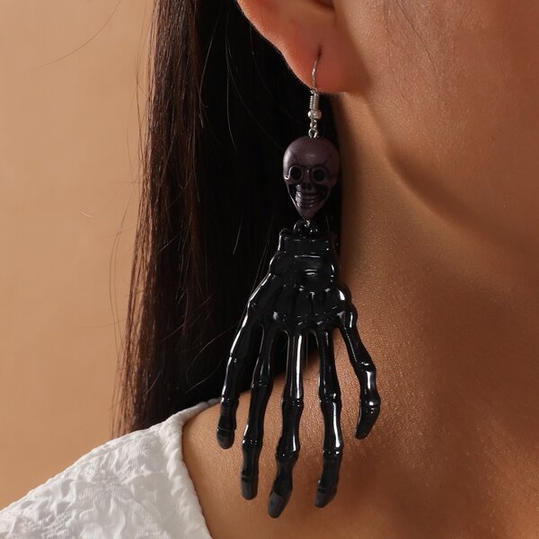

Halloween Skeleton Hand Drop Earrings, Multicolor