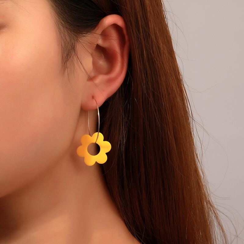 

Floral Decor Earrings, Yellow