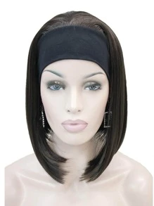 Cabello corto y liso con diadema - Negro - Ver 3