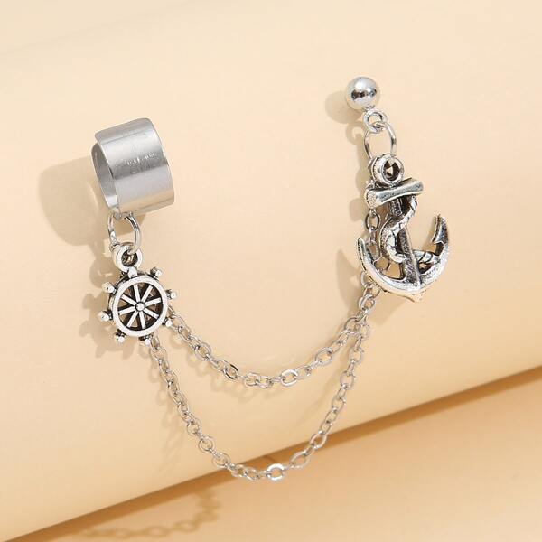 

1pc Anchor Decor Earring, Silver