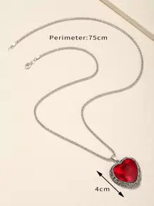 Collar con colgante de corazón para el Día de San Valentín, Madre, Día de la Madre, Regalo - Rojo - Ver 4