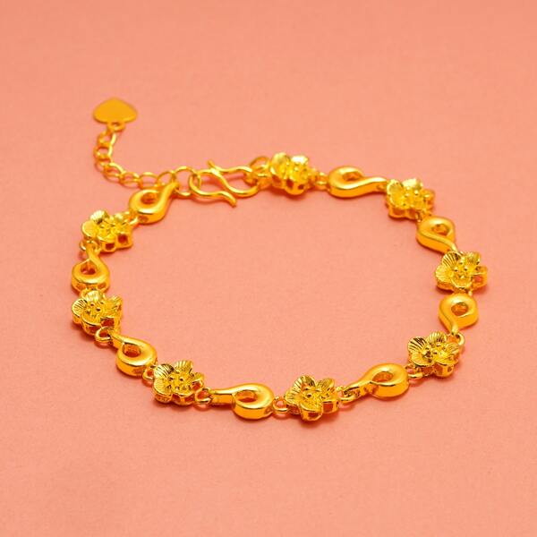 

Flower Decor Bracelet, Gold