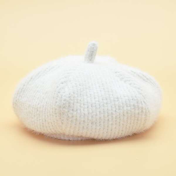 

Toddler Girls Plain Beret, White