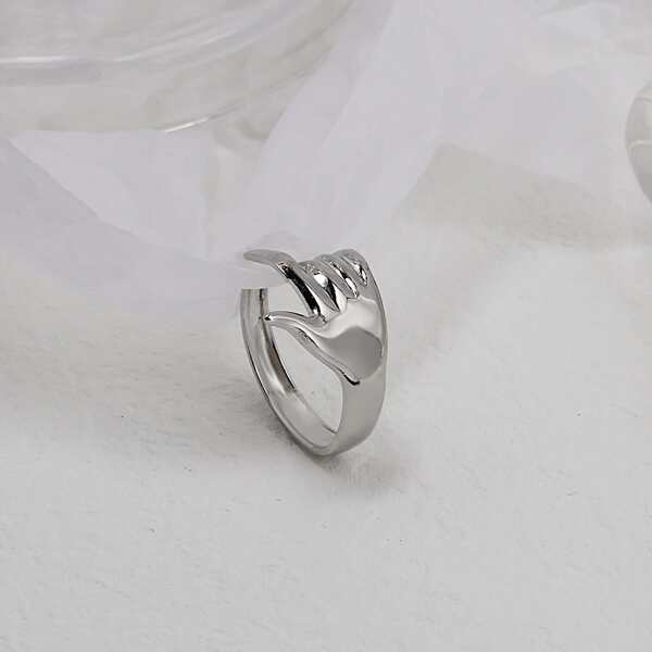 

Hand Decor Cuff Ring, Silver