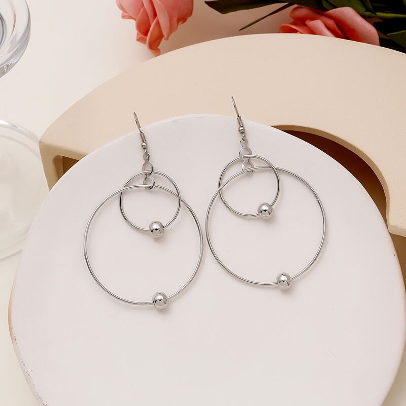 

Ring Drop Earrings, Silver