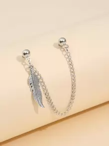 1 cái bông tai trang trí bằng lông vũ - Bạc - Xem 1