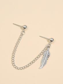 1 cái bông tai trang trí bằng lông vũ - Bạc - Xem 2