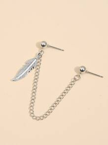 1 cái bông tai trang trí bằng lông vũ - Bạc - Xem 3