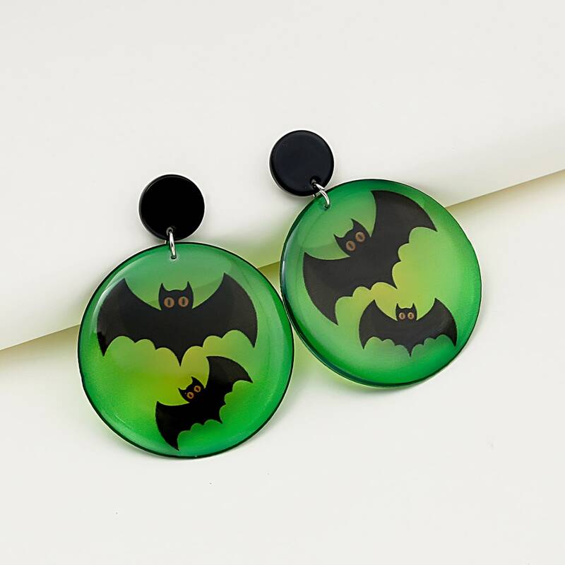 

Bat Graphic Drop Earrings, Multicolor