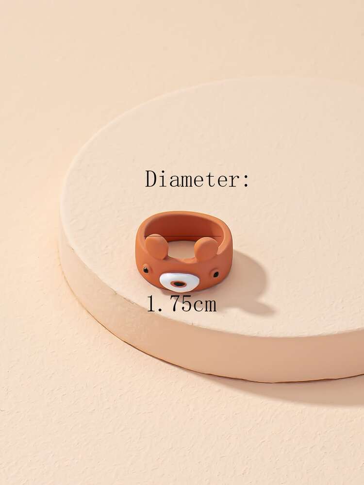 Anillo con diseño de dibujos animados - Marrón - Añade 3