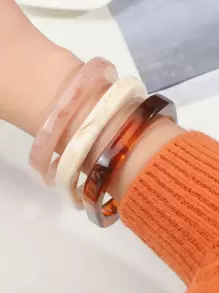 件/套時尚方形手鐲套裝搭配彩色樹脂裝飾 - 彩色 - 查看 1