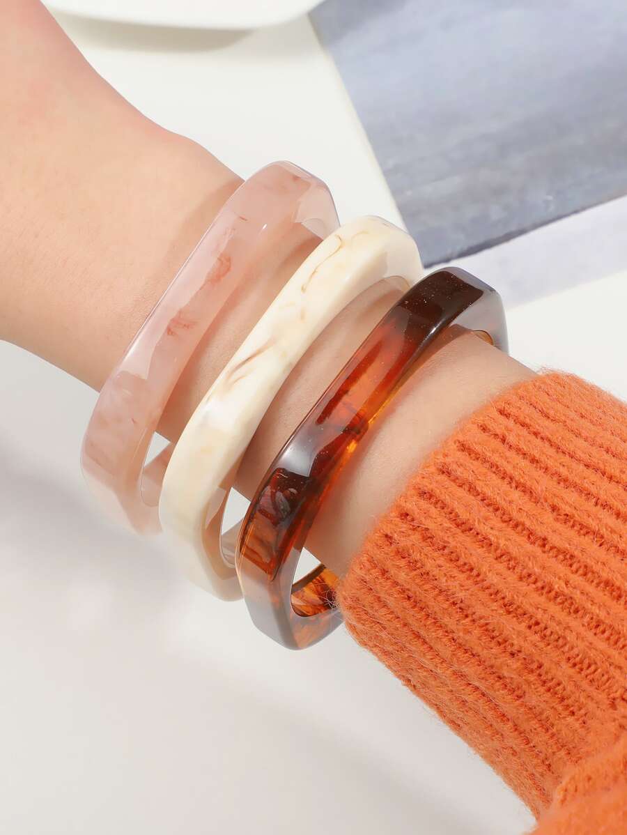 件/套時尚方形手鐲套裝搭配彩色樹脂裝飾 - 彩色 - 查看 1