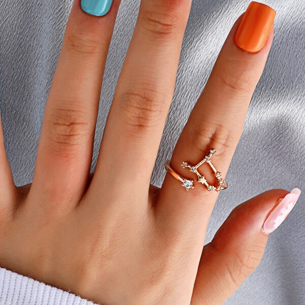 

Zircon Sagittarius Symbol Decor Ring, Gold