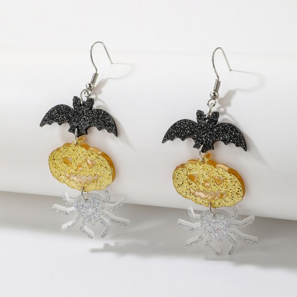 

Halloween Pumpkin & Spider Drop Earrings, Multicolor