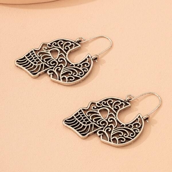 

Серьги с декором черепа, Античное серебро