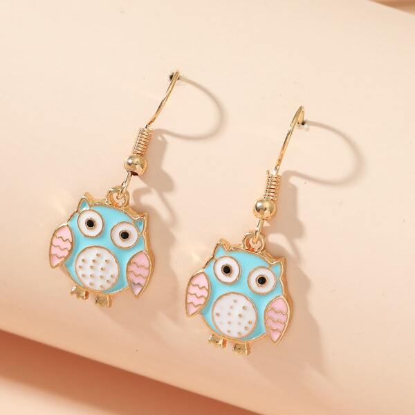 

Girls Owl Drop Earrings, Multicolor