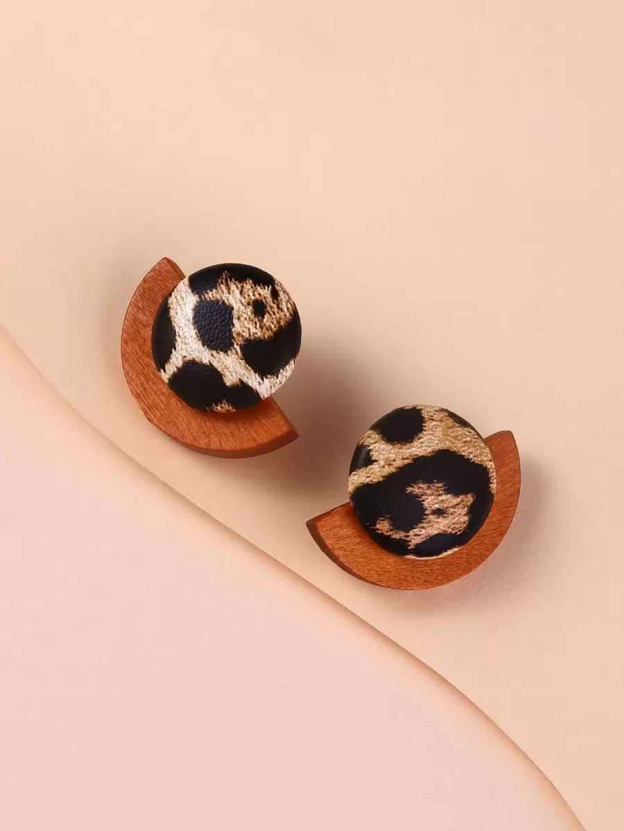 Geo Decor Stud Earrings - Multicolor - View 1