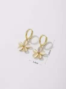 Andkiss 花朵吊坠耳环 情人节、妈妈、母亲、母亲节、礼物 - 金黃色 - 查看 5