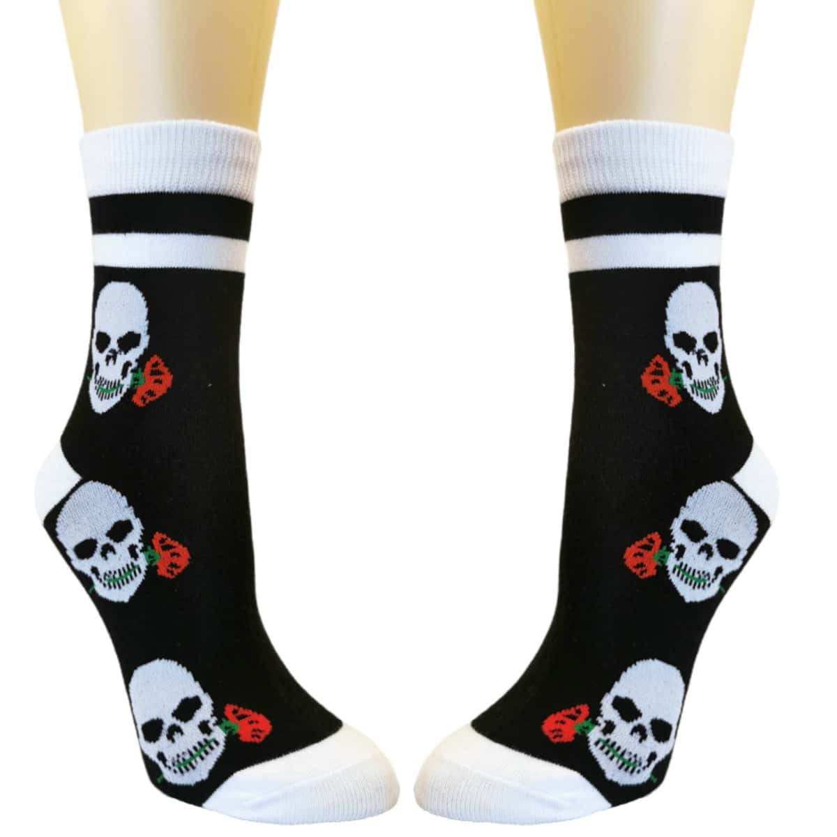 

Halloween Skull Graphic Crew Socks, Black